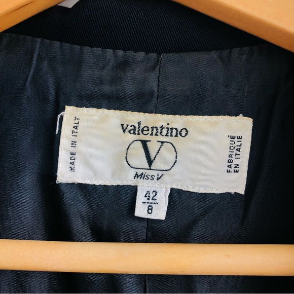 VTG Valentino Miss V Long Blazer 8 42 Navy Gold Button Lined jacket - Picture 2 of 15